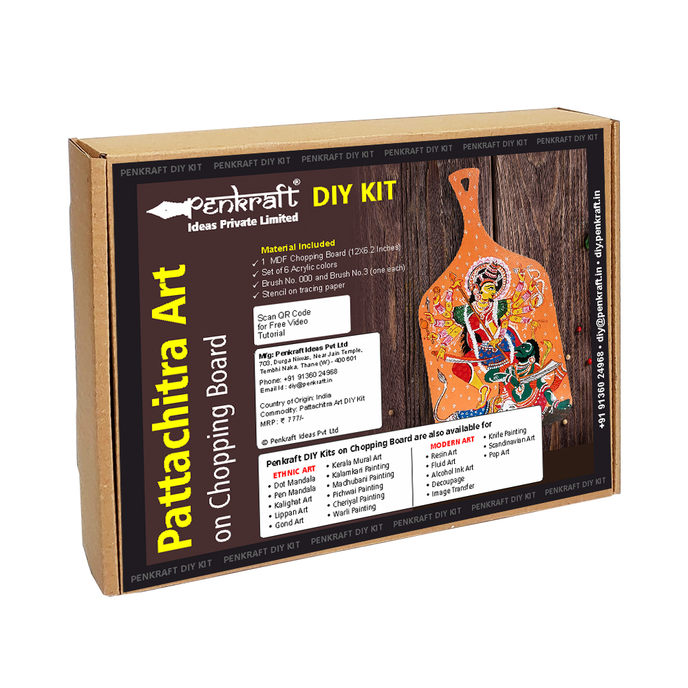 Pattachitra Art on Chopping Board DIY Kit by Penkraft